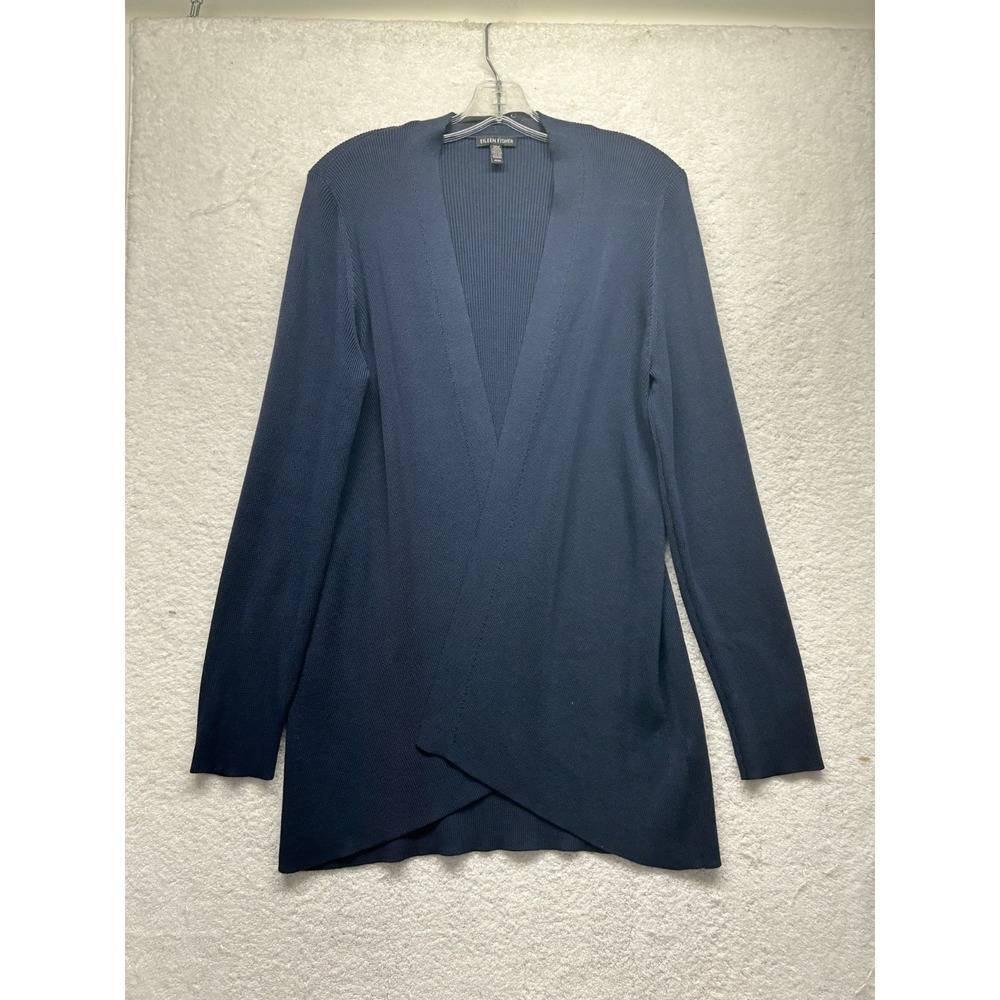 Eileen Fisher Womens Size M Blue Long Sleeve Tencel Cardigan Sweater (S3)